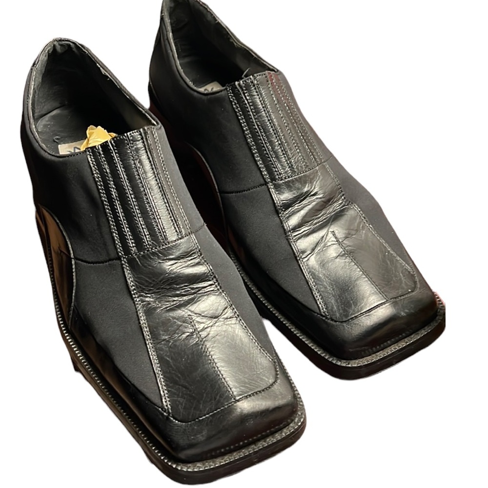 Men Marco Vicci Infiniti Leather and Neoprene Loafer Black Sz 11